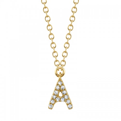 A 14K Yellow Gold Diamond Initial 