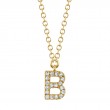 0.06Ct 14K Yellow Gold Diamond Necklace - Initial B