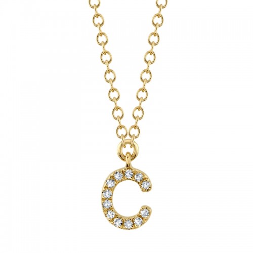 14K Yellow Gold Diamond Initial 