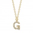 14K Yellow Gold Diamond Initial G Necklace