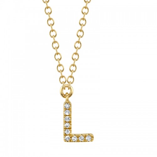 14K Yellow Gold Diamond Initial 