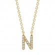 0.05Ct 14K Yellow Gold Diamond Necklace - Initial N