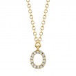 14K Yellow Gold Diamond Initial O Necklace