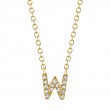 0.05Ct 14K Yellow Gold Diamond Necklace - Initial W