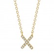 0.04Ct 14K Yellow Gold Diamond Necklace - Initial X