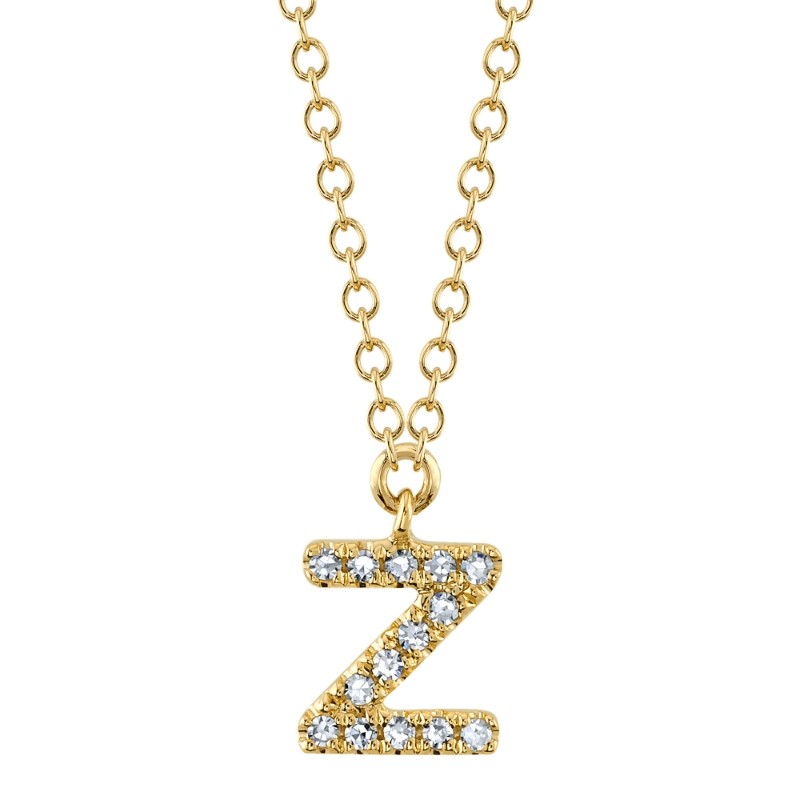 0.04Ct 14K Yellow Gold Diamond Necklace - Initial Z