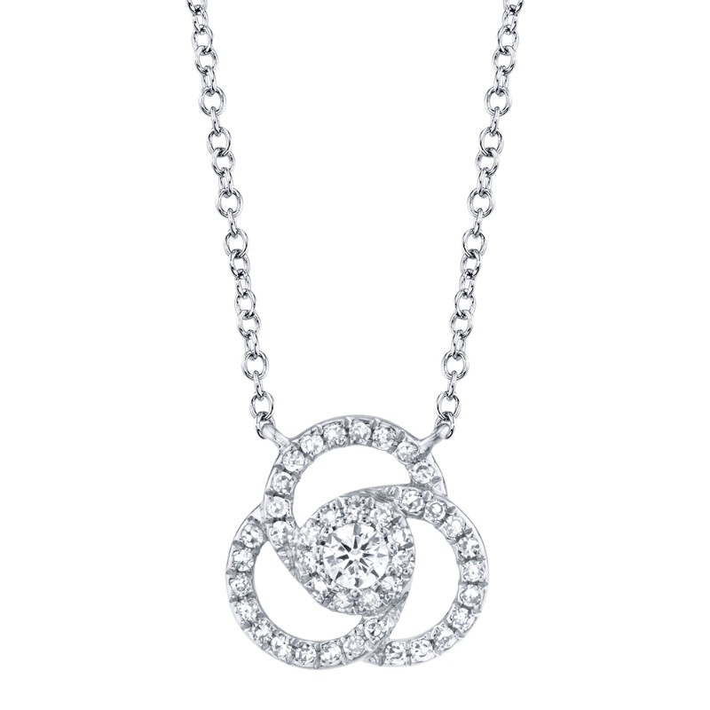 0.20Ct 14K White Gold Diamond Love Knot Necklace