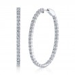 2.17Ct 14K White Gold Diamond Oval Hoop Earrings
