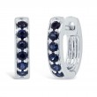 0.39Ct 14K White Gold Blue Sapphire Huggie Earrings