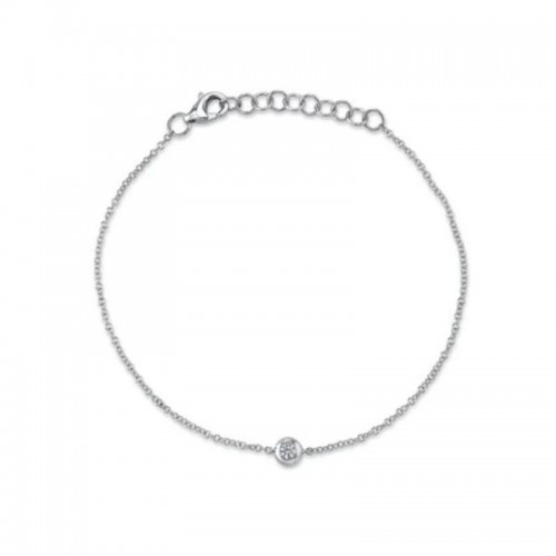 0.06Ct 14K White Gold Diamond Bezel Bracelet