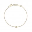 A 14K Yellow Gold Bracelet, One Bezel-Set Diamond = .06 Carat, 7, Bezel Setting Is 4.2 Mm In Diameter,