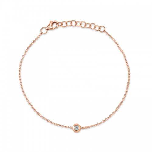 0.06Ct 14K Rose Gold Diamond Bezel Bracelet