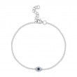 0.04Ct Diamond & 0.06Ct Blue Sapphire 14K White Gold Eye Bracelet