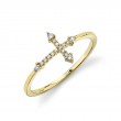 0.09Ct 14K Yellow Gold Diamond Cross Ring