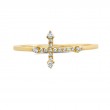 0.09Ct 14K Yellow Gold Diamond Cross Ring