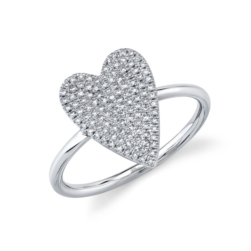 0.26Ct 14K White Gold Diamond Pave Heart Lady's Ring