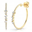 0.43Ct 14K Yellow Gold Diamond Baguette Hoop Earrings