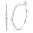 0.39Ct 14K White Gold Diamond Baguette Hoop Earrings