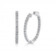 14K White Gold And Diamond Hoop Earrings