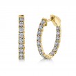 0.90Ct 14K Yellow Gold Diamond Oval Hoop Earrings
