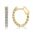 0.47Ct 14K Yellow Gold Diamond Oval Hoop Earrings
