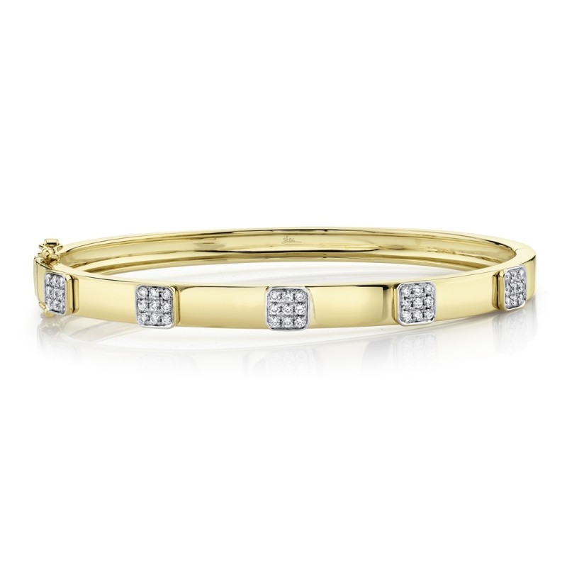 0.43Ct 14K Yellow Gold Diamond Pave Bangle
