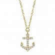 0.07Ct 14K Yellow Gold Diamond Anchor Necklace