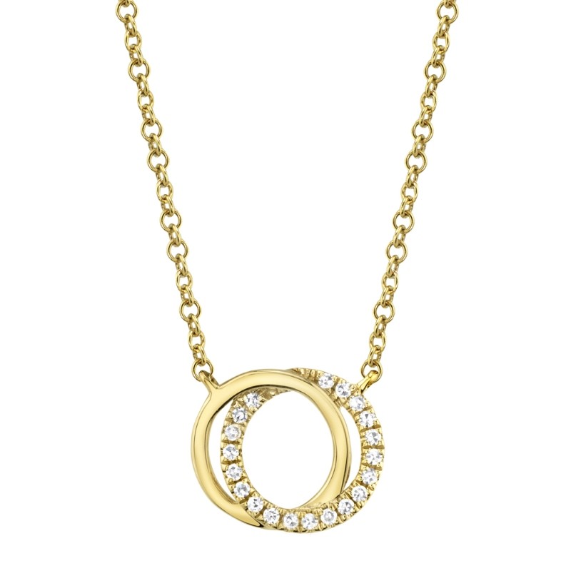 0.07ct 14k Yellow Gold Diamond Circle Necklace