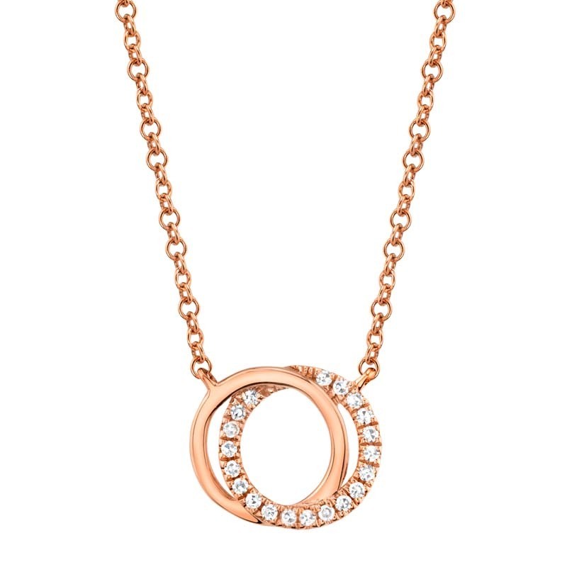0.07Ct 14K Rose Gold Diamond Love Knot Circle Necklace