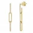 0.17Ct 14K Yellow Gold Diamond Paper Clip Link Earrings