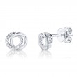 0.09Ct 14K White Gold Diamond Love Knot Circle Stud Earrings