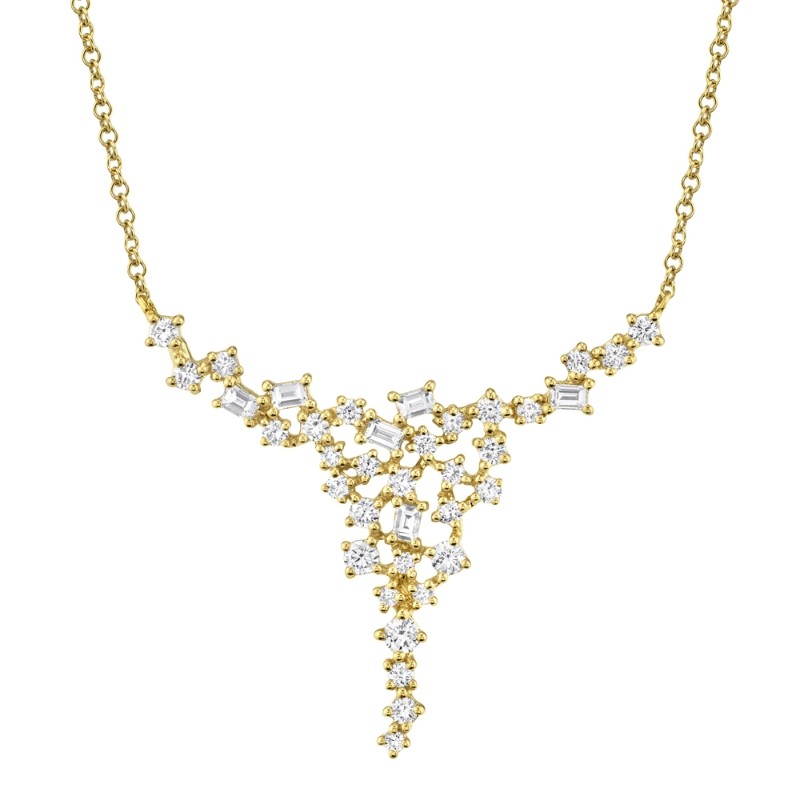0.71Ct 14K Yellow Gold Diamond Baguette Necklace