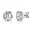 0.43Ct 14K White Gold Diamond Baguette Stud Earrings