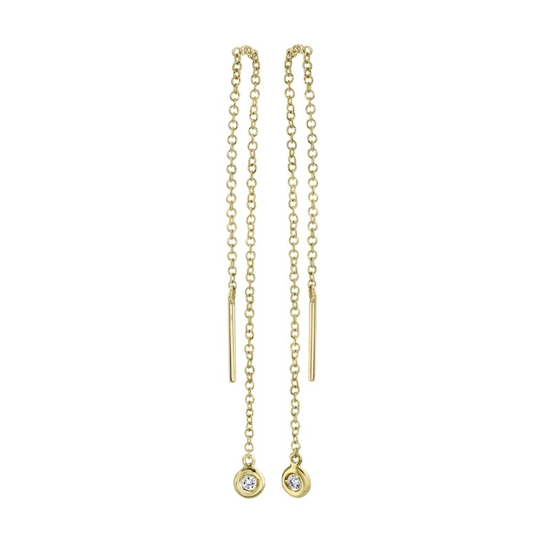 0.04Ct 14K Yellow Gold Diamond Threader Earrings