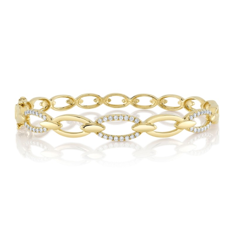 0.54Ct 14K Yellow Gold Diamond Link Bangle