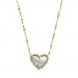 Shy Creation Natural Mother-Of-Pearl Heart Pendant Necklace 1/15 Ct Tw Diamonds 14K Yellow Gold 18