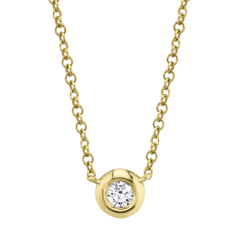 0.10Ct 14K Yellow Gold Diamond Bezel Necklace