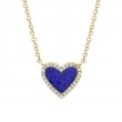 0.09Ct Diamond & 0.54Ct Lapis 14K Yellow Gold Heart Necklace