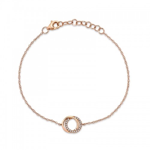 0.07Ct 14K Rose Gold Diamond Love Knot Circle  Bracelet