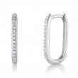 0.08Ct 14K White Gold Diamond Oval Hoop Earrings