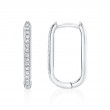 0.08Ct 14K White Gold Diamond Oval Hoop Earrings