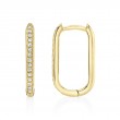 0.08Ct 14K Yellow Gold Diamond Oval Hoop Earrings