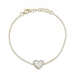 0.09Ct Diamond & 0.56Ct Mother Of Pearl 14K Yellow Gold Heart Bracelet
