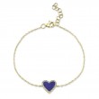 0.09Ct Diamond & 0.60Ct Lapis 14K Yellow Gold Heart Bracelet