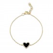 0.09Ct Diamond & 0.57Ct Black Onyx 14K Yellow Gold Heart Bracelet