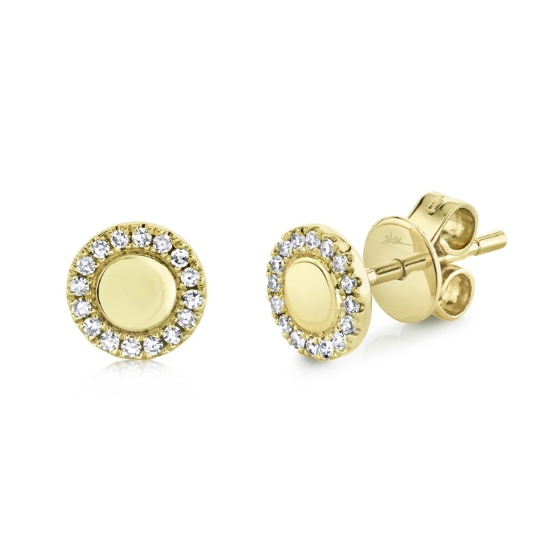 0.10Ct 14K Yellow Gold Diamond Circle Stud Earrings