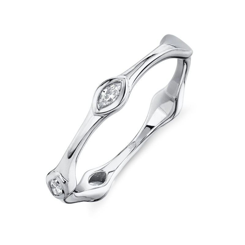 0.13Ct 14K White Gold Diamond Marquise Band
