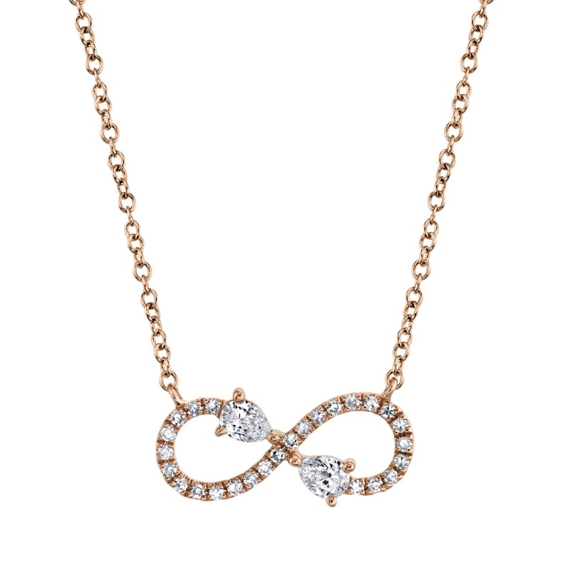 0.22Ct 14K Rose Gold Diamond Pear Infinity Necklace