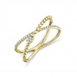 0.12Ct 14K Yellow Gold Diamond X Ring Size 8