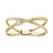 0.12Ct 14K Yellow Gold Diamond X Ring